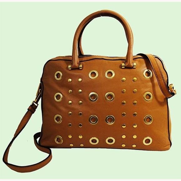 MILLY KENT Caramel Leather Satchel Shoulder Bag